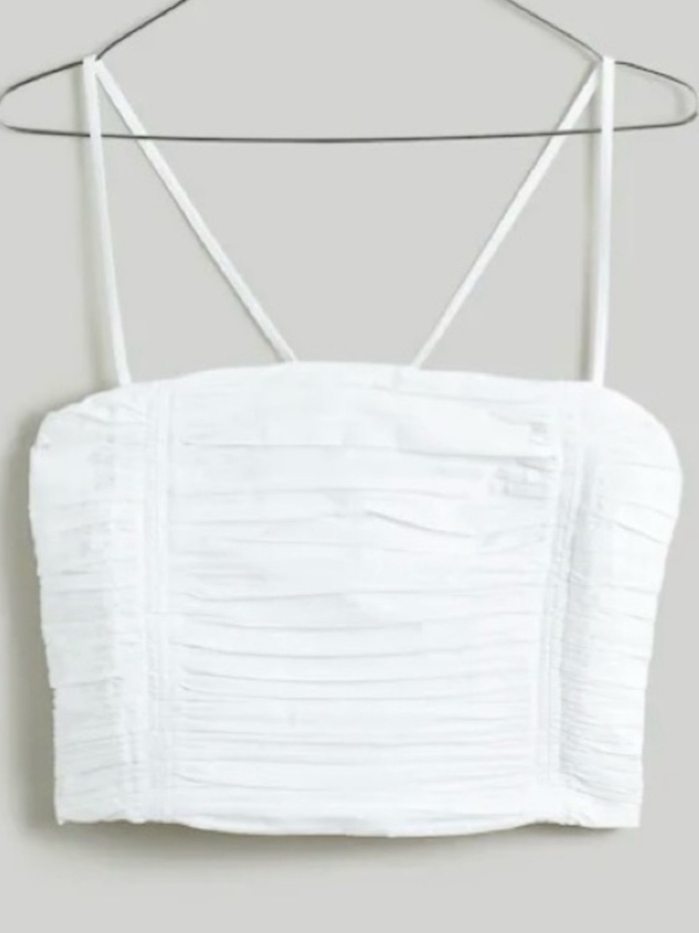 Madewell White Poplin Ruched Spaghetti Strap Crop Top - Size 8